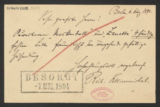 Brief an B. Schott's Söhne : 06.03.1894