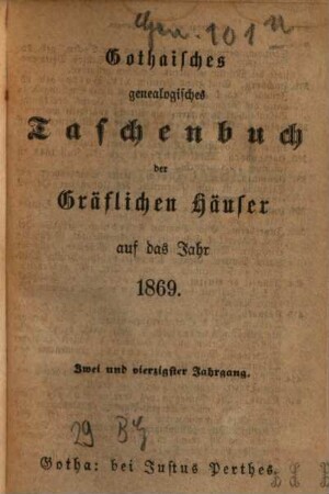 Gothaisches genealogisches Taschenbuch der gräflichen Häuser. 42. 1869