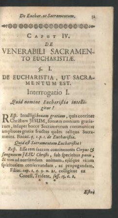 Caput IV. De Venerabili Sacramento Eucharistiae