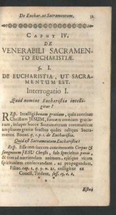 Caput IV. De Venerabili Sacramento Eucharistiae