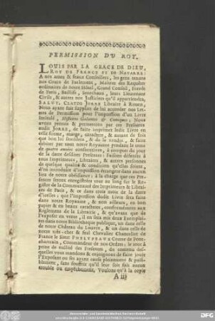 Permission du Roy.
