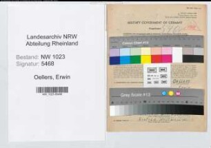Entnazifizierung Erwin Oellers , geb. 28.06.1895 (Verw.Angest.)