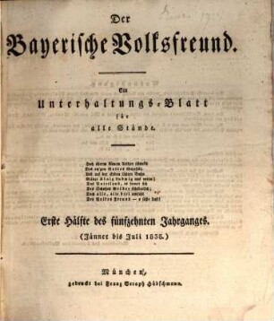 Der bayerische Volksfreund. 15, 15. 1838