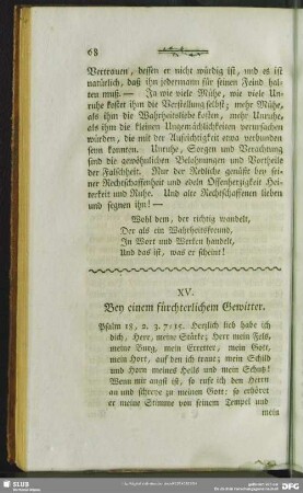 XV. Bey einem fürchterlichem Gewitter