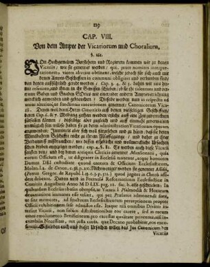 Cap. VIII. Von dem Ampte der Vicariorum und Choralium.