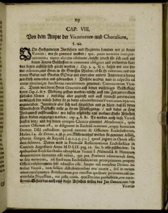 Cap. VIII. Von dem Ampte der Vicariorum und Choralium.