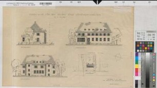 Arnsberg, Regierungshauptgebäude, Dienstvilla, Seitenansicht, Rückansicht, Vorderansicht, Lageplan, Entwurfsplan