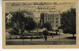 Stettin. Grüne Schanze m. Manzelbrunnen u. Hauptpostamt