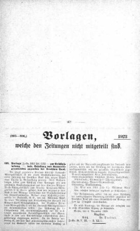 Anlage: (895-896.), Vorlagen, welche den Zeitungen nicht mitgeteilt sind, 7. Dezember 1923