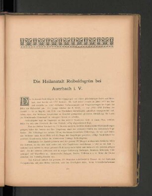 Die Heilanstalt Reiboldsgrün bei Auerbach i. V.