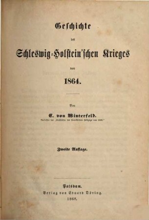 Geschichte des Schleswig-Holstein'schen Krieges von 1864