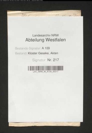 Obligation von 20 Rtlrn. des Johann Grönne in Geseke für das Stift Geseke.
