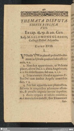 Themata Disputationis Biblicae VIII. Ex cap.18.19.& 20.Gen.