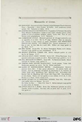 Manuscrits et Livres (Nr. 1292-1307)