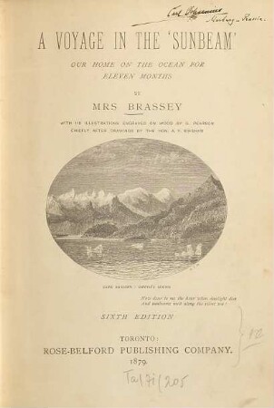 A voyage in the "Sunbeam", our home on the Ocean for eleven months : With 118 illustr. engraved on wood by G. Pearson, chiefly after drawings by A. Y. Bingham