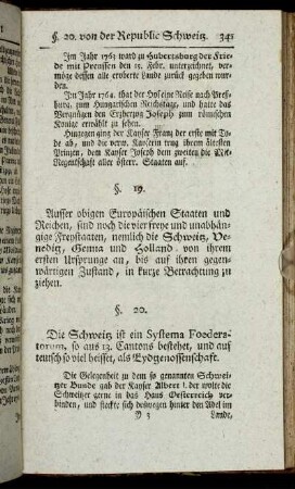 §. 20. von der Republic Schweitz. -§. 21. von der Republic Venedig. - §. 22. von der Republic Genua.