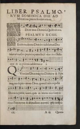 Liber Psalmorum Dominica Die Ad Matutinas preces Invitatorium.