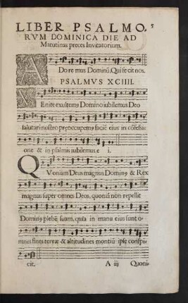 Liber Psalmorum Dominica Die Ad Matutinas preces Invitatorium.