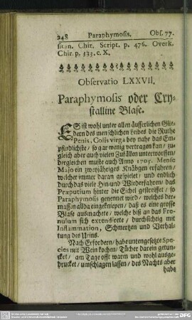 Observatio LXXVII. Paraphymosis oder Crystalline Blase