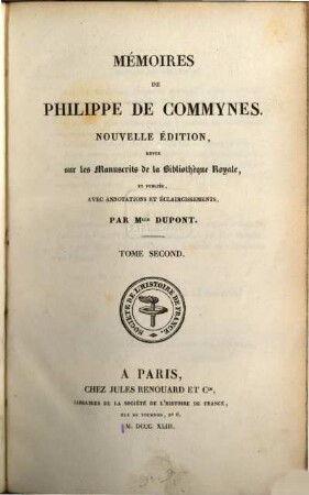 Mémoires de Philippe de Commynes. 2