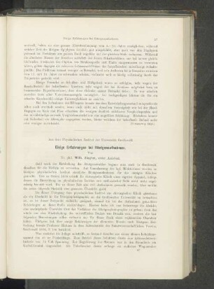 Einige Erfahrungen bei Röntgenaufnahmen.