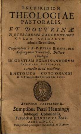 Enchiridion theologiae pastoralis et doctrinae necessariae sacerdotibus curam animarum administrantibus