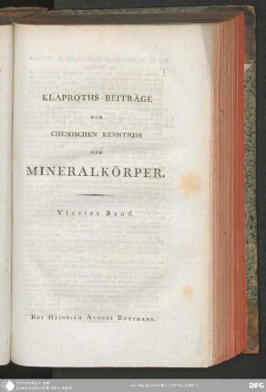 4 (1807): Beiträge Zur Chemischen Kenntniss Der Mineralkörper