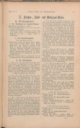 II. Kirchen-, Schul- und Medizinal-Wesen.