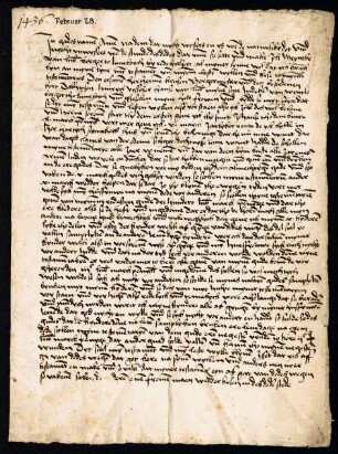 Testament des Lüneburger Bürgers Meyneke van Lubeke, besiegelt durch die Ratsmannen Johan van der Molen und Hinrick Hoyman