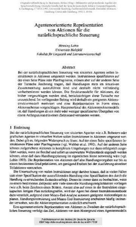 Agentenorientierte Repräsentation von Aktionen für die natürlichsprachliche Steuerung