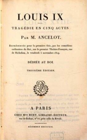 Louis IX : tragédie en cinq actes