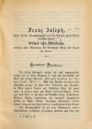 Hirtenbriefe : (von Würzburg), 1891