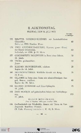 II. Auktionstag: Freitag, den 14. Juli 1933 (Nr. 175-355)