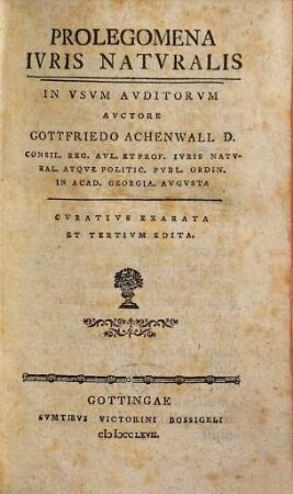 Prolegomena iuris naturalis : in usum auditorum