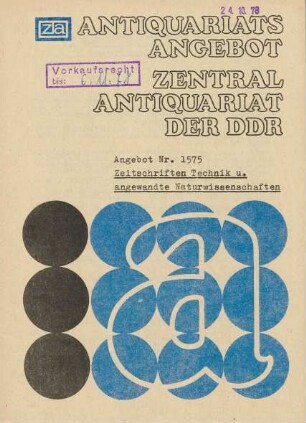 Nr. 1575: Zeitschriften Technik u. angewandte Naturwissenschaften