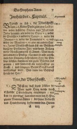 Innhalt des 1. Capituls.