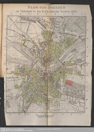 Plan von Dresden zur Festschrift für das VI. Allg. Deutsche Turnfest 1885