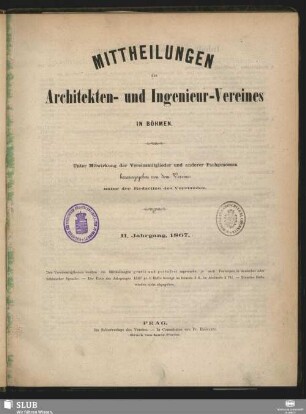 2.1867: Mittheilungen des Architekten- und Ingenieur-Vereines in Böhmen