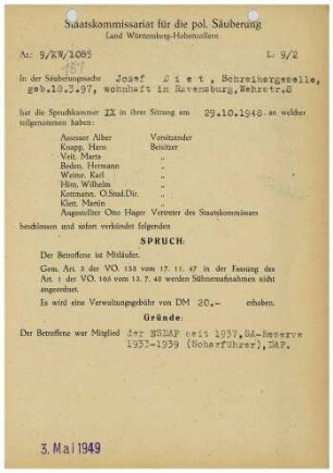 Diet, Josef