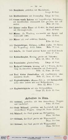Arbeiten in Zinn (Nr. 559-605)