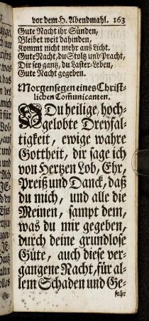 Morgensegen eines Christlichen Communicanten.