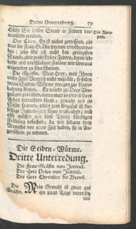 Dritte Unterredung. Die Seiden-Wuerme.