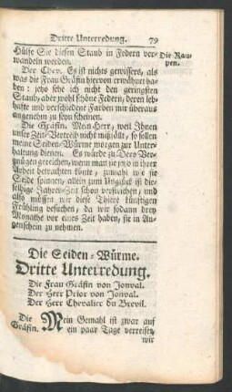 Dritte Unterredung. Die Seiden-Wuerme.