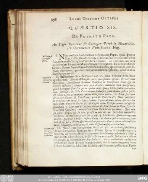 Quaestio XIX. De Primatu Papae. An Papa Romanus sit Successor Petri in Monarchia, seu Oecumenico Pontificatus? Neg.