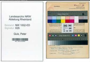 Entnazifizierung Peter Quix, geb. 27.11.1896 ()