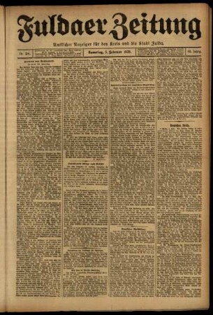 Erste Ausgabe vom Samstag, den 05. Februar 1921.