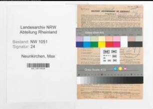 Entnazifizierung Max Neunkirchen , geb. 01.09.1889 (Maler)
