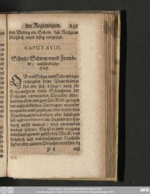 Caput XVIII. Schutz/ Schirm unnd Frembde/ außländische Hülff.
