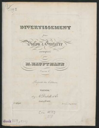 Divertissement pour Violon &amp; Guitarre : Oeuvre 8.