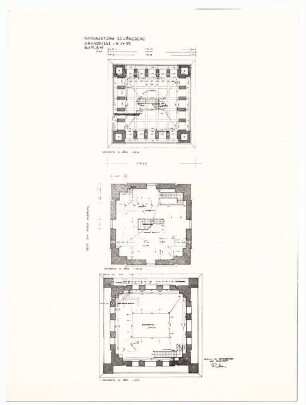 Rathaus Schöneberg, Berlin Glockenturm: 3 Grundrisse Glockenturm 1:50